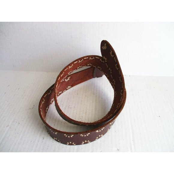*Aeropostale Brown Leather Belt BOHO Design Jute Stitching Trim - Small main image 2